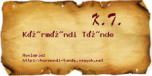 Körmöndi Tünde névjegykártya